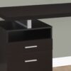 Computer Desk For Home Office, Laptop, Left, Right Set - Up, Storage Drawers, Contemporary & Modern - Espresso - Image 2