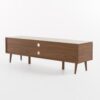 Modern TV Stand With Storage, Tempered Glass Shelf - Walnut - Image 7