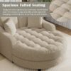 Modern Chaise Lounge Sofa Bed Upholstered Sofa Couch With Tufted Seat And Detachable Pillows For Living Room - Champagne - Image 5