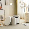 Cozy Boucle Storage Ottoman: Stylish Comfort With Hidden Storage - White - Image 3