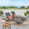 Salem - Contemporary Wicker Chaise Lounge With Armrests - Gray - Image 4