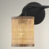 Quell - Double Light Vanity With Natural Shade Wall Lamp - Black / Rattan - Image 7