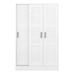 3 Door Shutter Wardrobe & Shelves - White