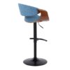 Curvo - Mid-Century Modern Adjustable Barstool With Swivel With Rounded T Footrest (Set of 2) - Black / Walnut / Blue - Image 4