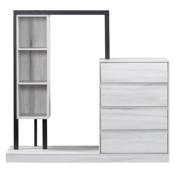 Wardrobe With 4 Drawers And 3 Shelves - White