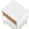 15.74" Rattan End Table With Drawer, Modern Nightstand, Metal Legs, Side Table For Living Room, Bedroom (Set of 2) - White - Image 14