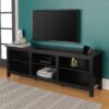 Modern Transitional 3 Shelf Open Storage 70" TV Stand For 80" TVs - Black - Image 3