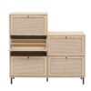 Modern Rattan 5 Door Shoe Storage Cabinet For Entryway Freestanding Design - Natural - Image 14