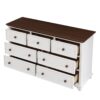 Wooden Captain Seven Drawer Dresser For Bedroom, Living Room, Kids' Room - White / Walnut - Image 5