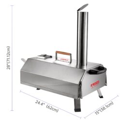 Semi-Automatic Silver 12 Outdoor Pizza Oven Portable Wood Fired Pizza Oven Outdoor Cooking Pizza Maker Portable Pizza Oven For Authentic Stone Baked Pizzas - Silver