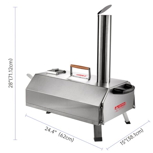 Semi-Automatic Silver 12 Outdoor Pizza Oven Portable Wood Fired Pizza Oven Outdoor Cooking Pizza Maker Portable Pizza Oven For Authentic Stone Baked Pizzas - Silver