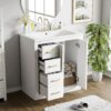 Bathroom Vanity With Ceramic Sink Combo, Frame Bathroom Storage Cabinet, Freestanding Vanity Set With 3 Drawers & Soft Closing Doors - White - Image 4