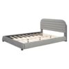 Queen Size Upholstered Platform Bed Frame And Stylish Curve Shaped Design - Gray - Image 9