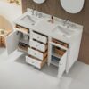 Fully Assembled 60'' Freestanding Double Sinks Bathroom Vanity With Quartz Top - White - Image 5