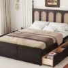 Queen Size Platform Bed With With 2 Big Drawers Twin Size Trundle - Espresso - Image 14