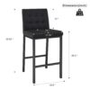 Modern Design High Stool With Metal Legs For Kitchen And Restaurant (Set of 2) - Black - Image 2