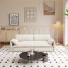Queen Pull Out Sofa Bed, 3 In 1 Convertible Sleeper Sofa With Side Storage Multifunctional Velvet Loveseat Bed For Living Room - Beige - Image 4