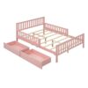 Full Size Platform Bed With Guardrails On Both Sides And 2 Storage Drawers - Pink - Image 3