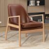 Accent Chair, Mid-Century Modern Armchair With Solid Wood Frame, Reading Leisure Chair With High Back For Living Room - Brown - Image 5