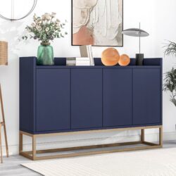 Modern Sideboard Elegant Buffet Cabinet With Large Storage Space For Dining Room, Entryway - Navy