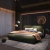 Queen Size Luxury Upholstered Platform Bed With Oversized Padded Backrest And Solid Wood Frame, Suitable For Multiple Heights Of Mattresses - Green - Image 8