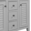 Bathroom Vanity Without Sink, Cabinet Base Only, Two Cabinets And Five Drawers, Solid Wood Frame - Gray - Image 18