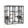 Outdoor Cat House Wooden Catio Enclosure With Cover - Large Cat Cage With Jump Platforms And Condos, Weatherproof - Gray - Image 3