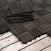 Acacia Wood Interlocking Deck Tiles Checker Pattern Outdoor Flooring - Dark Brown - Image 14