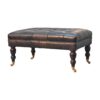 Buffalo - Leather Ottoman With Castor Legs - Black - Image 3