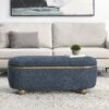 Modern Upholstered Storage Ottoman Bench With Seating - Dark Blue - Image 12