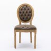French Style Solid Wood Frame Antique Painting, Hand-Pulled Buckle Decoration Artificial Leather Dining Chair With Nailhead Trim, Wood Legs, Density Foam, Steel Spring Inner (Set of 2) - Brown - Image 3