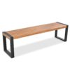 3 Pieces Outdoor Dining Table With 2 Benches, Patio Dining Set With Unique Top Texture, Acacia Wood Top & Steel Frame, All Weather Use, For Outdoor & Indoor - Natural - Image 16
