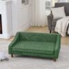 Modern Durable Elevated Dog Sofa Bed With Irregular Armrest Design Comfortable Soft Pet Sofa Foam Material - Green - Image 5