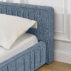 Modern Queen Size Upholstered Bed Frame With Pleated Chenille Fabric And Headboard, No Box Spring Needed - Blue - Image 6