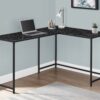 Computer Desk, Home Office, Corner, L Shape, Laptop, Marble Look Contemporary & Modern - Black - Image 3