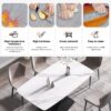 63" Modern Artificial Stone Dining Table, 6 People - White / Black - Image 8