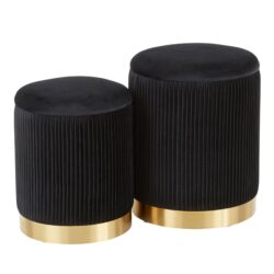 Marla - Contemporary Nesting Pleated Ottoman Set - Gold / Black