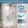 Frameless Single Sliding Soft Close Shower Door, 5 / 16" Clear Nano Coated Tempered Glass And 304 Stainless Steel Handle - Matte Black - Image 10