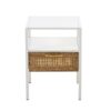 Rattan End Table With Drawer, Modern Nightstand, Metal Legs, Side Table For Living Room, Bedroom - White - Image 7