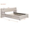 Queen Size Upholstered Platform Bed With Reading Lights, Drawers, Trundle And Shelves - Beige - Image 14