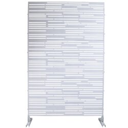 Outdoor & Indoor Freestanding Metal Privacy Screen, Decorative Privacy Fence Panels - White