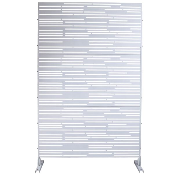 Outdoor & Indoor Freestanding Metal Privacy Screen, Decorative Privacy Fence Panels - White