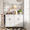 Minimalist 4 Door Shoe Cabinet With Coat Rack, Spacious Top, 3 Drawers, 8 Shelves, Metal Hooks And Handles For Hallway - White - Image 2