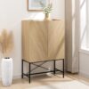 Contemporary Bookmatch Doors Tall Accent Cabinet With Inset Top - Dark Walnut Bookmatch - Image 3