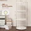 360° Rotating Bookshelf, Small Corner Bookcase, 3 Tier Floor Standing Organizer, Round - Cream White - Image 14