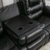 3 Seater Home Theater Recliner Manual Recliner Chair With Two Built-In Cup Holders For Living Room - Black - Image 21