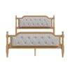 Full Size Traditional Style Solid Bed Frame With Upholstered Tufted Headboard, No Box Spring Needed - Antique Walnut - Image 7