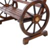 Rustic Country 2 Person Wooden Wagon Wheel Bench With Slatted Seat And Backrest - Brown - Image 16