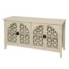 Hollowed Out Cabinet With 4 Doors, Suitable For Bedroom - Natural - Image 12