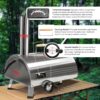 Silver Pizza Oven Outdoor 12" Semi-Automatic Rotatable Pizza Ovens Portable Stainless Steel Wood Fired Pizza Oven Pizza Maker With Built-In Thermometer Pizza Cutter Carry Bag - Silver - Image 4
